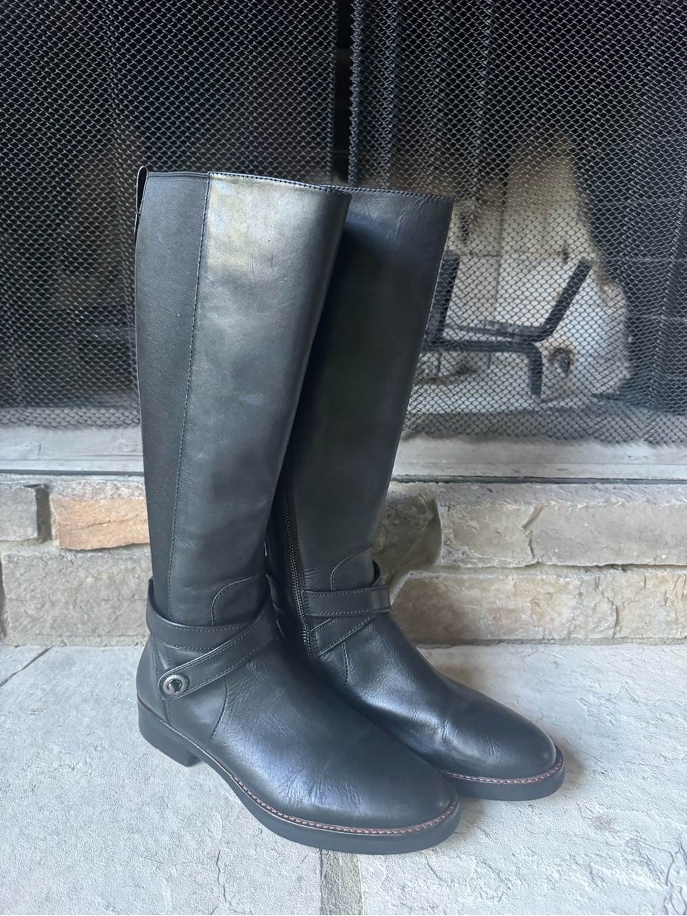 Coach Turnlock Riding Boots in Black Leather Women’s Size 10
